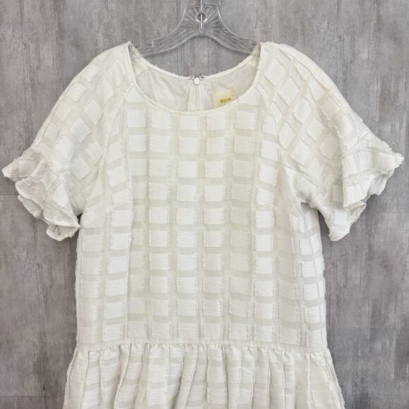 Maeve Dress Women’s Medium Orlaya Drop Waist Patch White Ivory Boho Contemporary - Picture 6 of 16